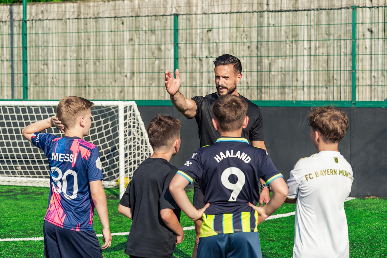 Group football coaching session