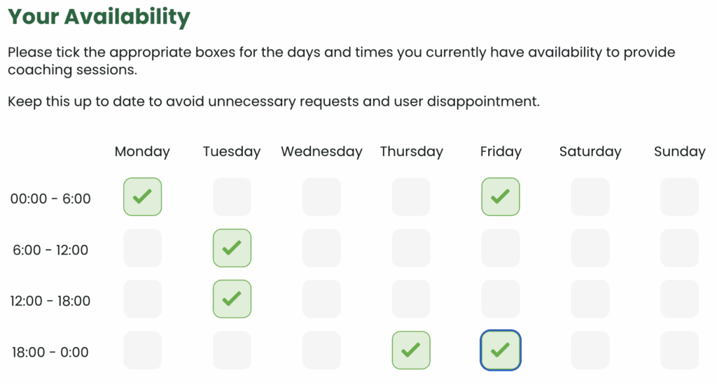Keep your availability up to date!